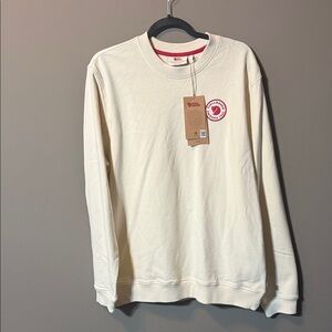 Fjallraven Cream Crewneck Sweatshirt with 1960’s Red Logo Patch New With Tags